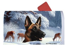Copertina cassetta postale Belga Malinois Winter Wonderland