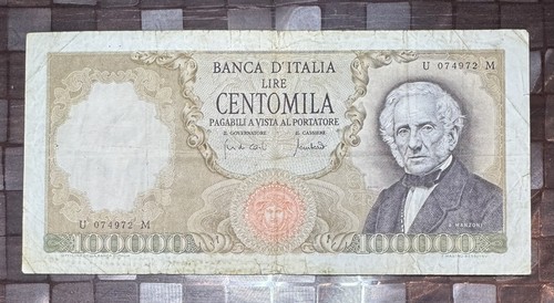 100000 lire manzoni decreto - lire,