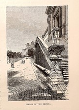 1875 ROMA = SCALINATA DELLA TRINITA' = Piccola Stampa Antica = Old Print