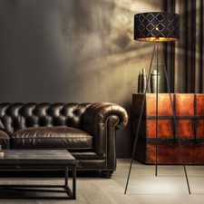 Lampade da Terra Piantana Tavolo Treppiede a Luce Indiretta Oro Nero H 149 CM