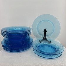 Servizio Vetro Martellato Vintage Bormioli Rocco Palatina Blu Azzurro 18pz per 6 Usato in ottime condizioni