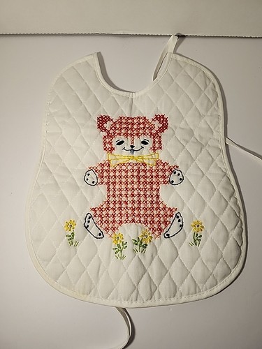 Vintage cross stitch baby bib - baby,