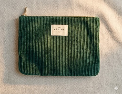 Pochette velours verte chez - pochette,