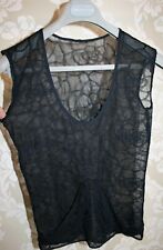 Canotta/gilet '90 VINTAGE CHANEL 'Camelie' maglia semitrasparente elasticizzata nera