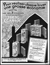 PUBBLICITA' 1939 IDEAL CLASSIC STUFA LEGNA CARBONE CALDAIA  RADIATORE MODELLI