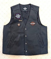Gilet da uomo in pelle Harley Davidson genuine con patch e spille club ticino