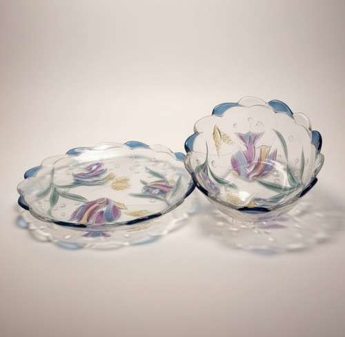 Set piatti ciotola vetro pesce