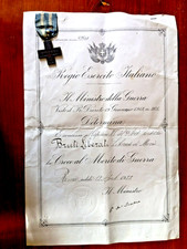 Diploma nominativo -Croce Merito di Guerra- 5° Regg Art. Pesante 1922- Bruti lib