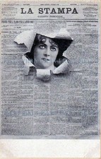 Cartolina 1900 circa Donnina La Stampa di Torino. Interessante. Bella.