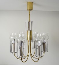 Grande Lampadario ottone vetro