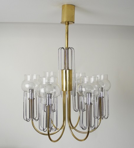Grande lampadario ottone vetro - grande,