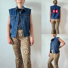 Gilet vintage anni 80 Levis tipo 3 trucker manica tagliata biker denim scuro battaglia