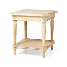 Tavolino tradizionale quadrato in legno Pullman finitura bianco anticato (scatola aperta)