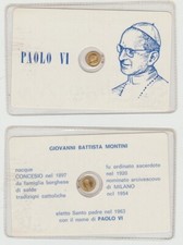Tessera con moneta in oro bagnato Papa Paolo VI Giovanni Battista (tm9)