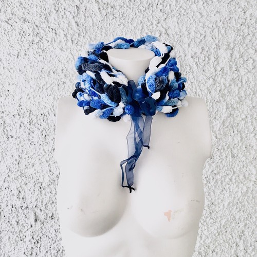 Scaldacollo donna ciniglia blu - scaldacollo,