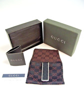 Portafoglio Gucci in argento sterling 925 GG con fermasoldi in pelle con scat...