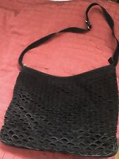 FENDI, Borsa In Pelle Scamosciata Nero Intrecciata, Vintage, con codice