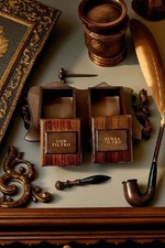 Scatola portasigarette vintage in legno e cuoio