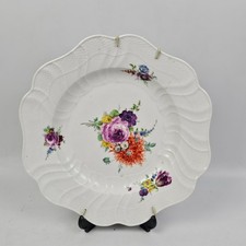 Piatto Antico Meissen Porcellana 1800 Marcolini Floreale Dipinto a Mano Ø 24cm