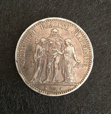 Moneta Repubblica Francese 5 Franchi Ercole Argento Anno 1874