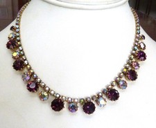 COLLANA STRASS AMBRA AURORA BOREALE VINTAGE ANNI 60 FIRMATA WEISS PUNG-SET