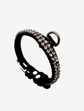 Collare per Cani piccola Taglia, pelle nera con Strass Mis. S