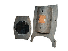 CONSOLE A FORMA DI BOTTE CON SPECCHIO ORIGINALE DI EPOCA 900'