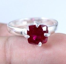 Anello Uomo Zaffiro Rosso Naturale 4,35 Ct Cuscino Gemma Certificato Regalo...