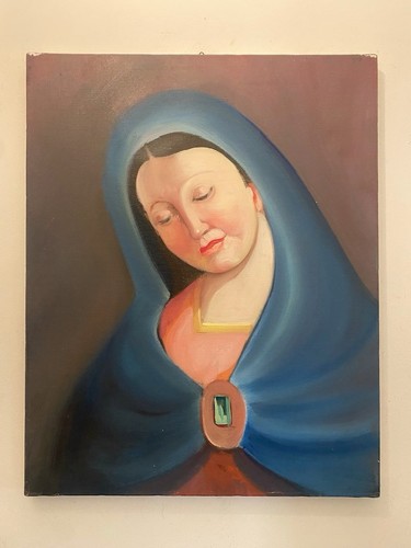 Olio tela 50x40 pittore - su,