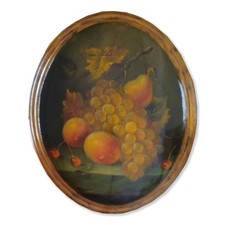 Medaglione Dipinto a Mano Olio su Tavola 25x30 cm Made in Italy Della Frutta