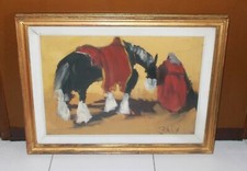 Quadro olio BASSO RAGNI Bani Cavallo 50x34 cm scuola toscana