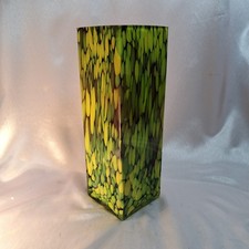 Vaso soffiato a bocca a sezione quadrata incamiciato interno Bianco ed esterno a