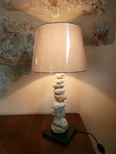 Lampada da tavolo abatjour pietra mare shabby chic decorativo naturale unico