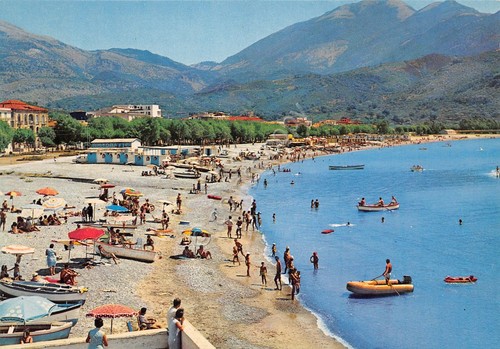 Cartolina sapri spiaggia - sapri,