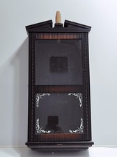 Teca antica in legno con vetrina di vetro vintage cassa per orologio a pendolo