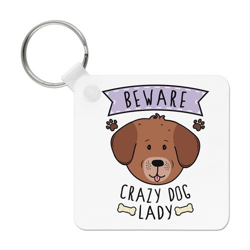 Beware crazy dog lady keyring - lady,