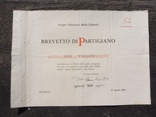 DIPLOMA BREVETTO PARTIGIANO