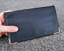 Portafoglio vintage Harrods cappotto pelle, 1/30 12K M&CL angoli oro, banconote, carte