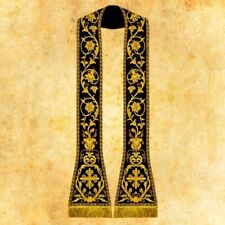 Stola romana ricamata nera