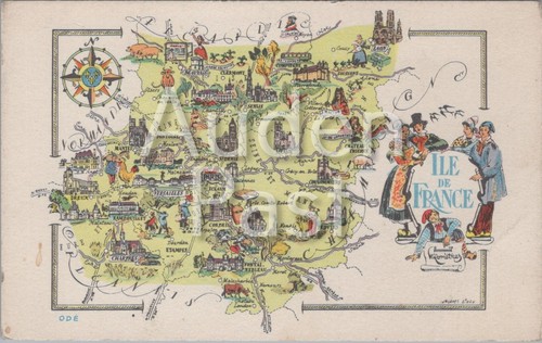 Vintage ile france map - vintage,