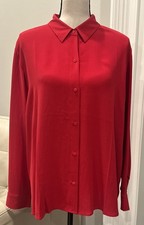 NWT Eileen Fisher Silk Georgette Crepe Classic CLR Shirt  F4GC1-T5775M SzL