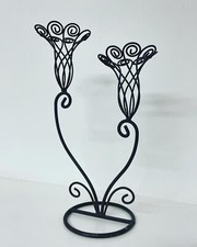 Candelabro Da Tavolo Ferro Battuto Due Bracci Vintage Antico Porta Candele