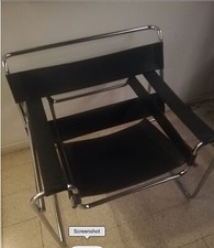 sedia poltrona Bauhaus Wassily B3 in cuoio nero perfette condizioni