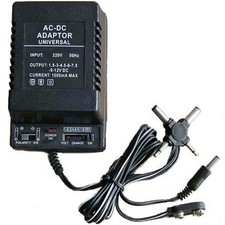 TRASFORMATORE ALIMENTATORE UNIVERSALE 1000mA DA 1.5V A 12V AC DC CONNETTORI ITA