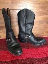 Sancho Boots Stivali Cowboy Western Country Pelle Nero Cuoio Hand Made n.40