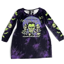 Mini abito Killstar Kon Tiki tie dye viola bodycon schiena sminuzzata gotico Alt L