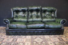 Divano Chesterfield / Chester / pelle verde felce / green leather / tre posti/UK