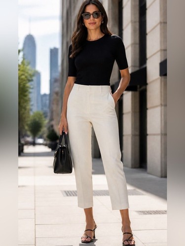 Zara cream straight leg - zara,
