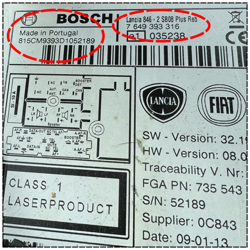 Codice radio lancia 846 - radio,
