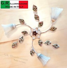 PLAFONIERA IN FERRO BATTUTO 3 LUCI AVORIO LAMPADARIO CUCINA BAGNO INGRESSO FB25